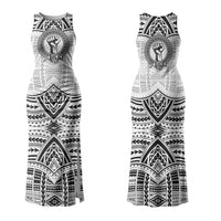 Aiga Samoa Raised Fist Couples Matching Tank Maxi Dress and Long Sleeve Button Shirt Polynesian Tribal Tattoo Art Family Pride TS04 - Polynesian Pride