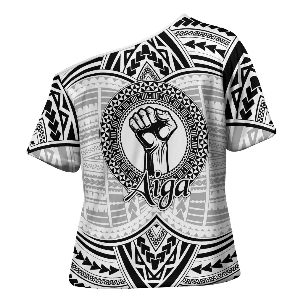 Aiga Samoa Raised Fist Cross Shoulder Shirt Polynesian Tribal Tattoo Art Family Pride TS04 - Polynesian Pride