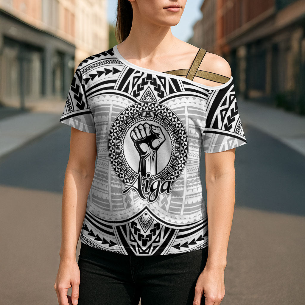 Aiga Samoa Raised Fist Cross Shoulder Shirt Polynesian Tribal Tattoo Art Family Pride TS04 - Polynesian Pride