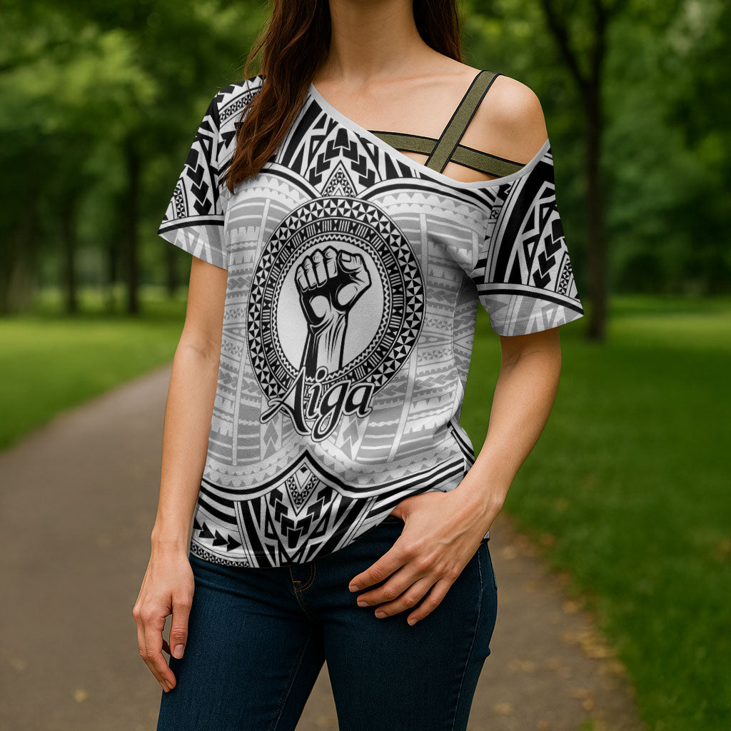 Aiga Samoa Raised Fist Cross Shoulder Shirt Polynesian Tribal Tattoo Art Family Pride TS04 - Polynesian Pride