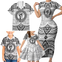 Aiga Samoa Raised Fist Family Matching Short Sleeve Bodycon Dress and Hawaiian Shirt Polynesian Tribal Tattoo Art Family Pride TS04 - Polynesian Pride