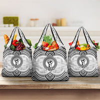 Aiga Samoa Raised Fist Grocery Bag Polynesian Tribal Tattoo Art Family Pride TS04 3-pack One Size White Black - Polynesian Pride