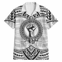 Aiga Samoa Raised Fist Hawaiian Shirt Polynesian Tribal Tattoo Art Family Pride TS04 White Black - Polynesian Pride