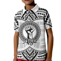 Aiga Samoa Raised Fist Kid Polo Shirt Polynesian Tribal Tattoo Art Family Pride TS04 Kid White Black - Polynesian Pride