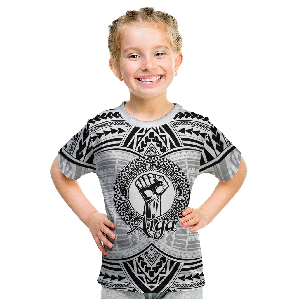 Aiga Samoa Raised Fist Kid T Shirt Polynesian Tribal Tattoo Art Family Pride
