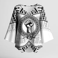 Aiga Samoa Raised Fist Kimono Sleeve Blouse Polynesian Tribal Tattoo Art Family Pride TS04 Female White Black - Polynesian Pride