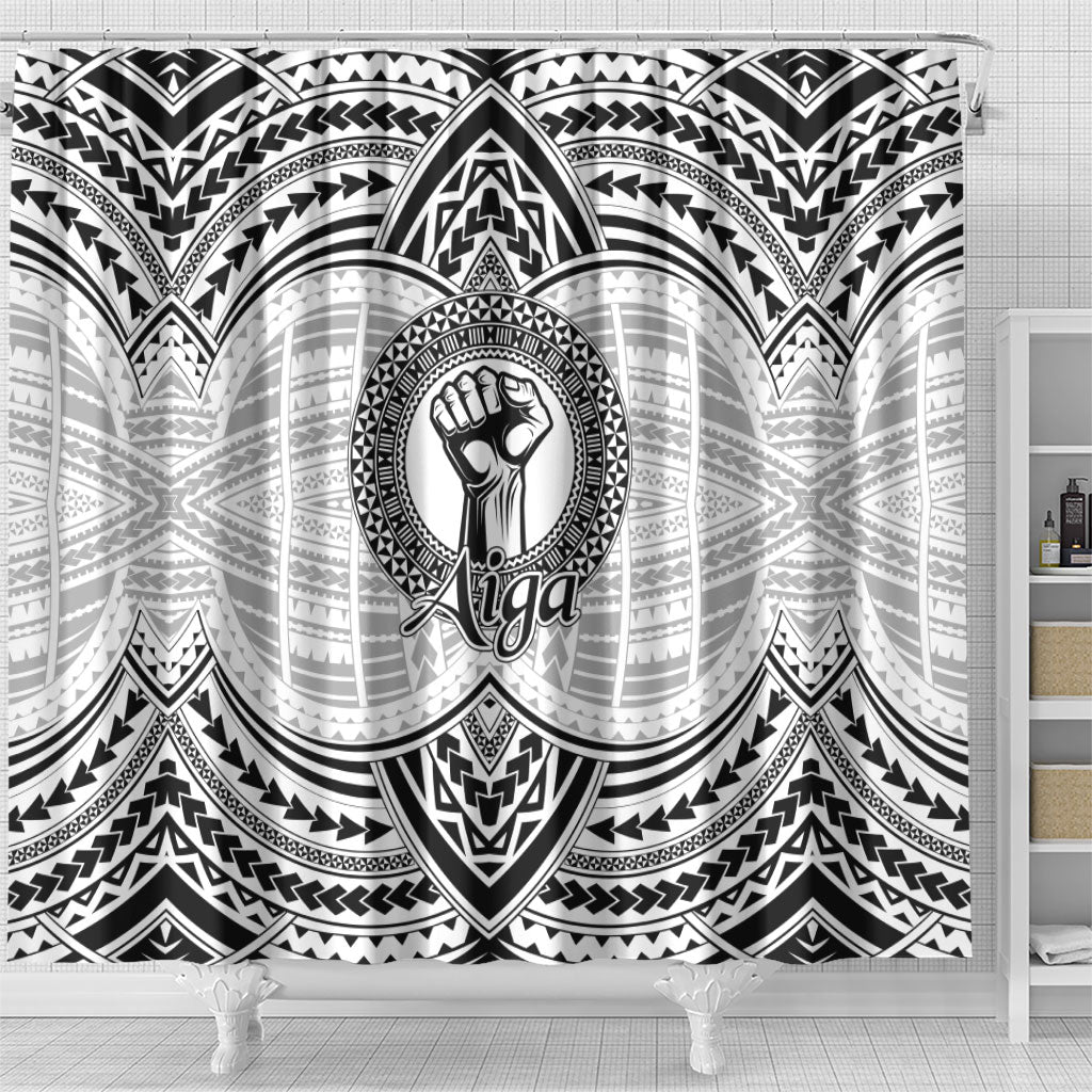 Aiga Samoa Raised Fist Shower Curtain Polynesian Tribal Tattoo Art Family Pride TS04 - Polynesian Pride