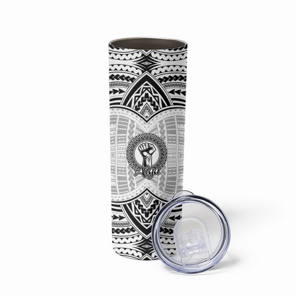 Aiga Samoa Raised Fist Skinny Tumbler Polynesian Tribal Tattoo Art Family Pride TS04 - Polynesian Pride