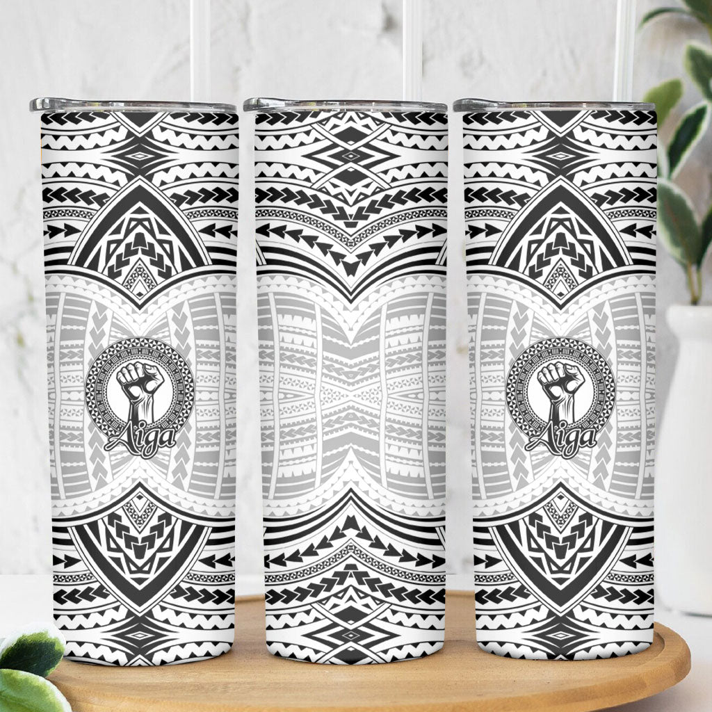 Aiga Samoa Raised Fist Skinny Tumbler Polynesian Tribal Tattoo Art Family Pride TS04 - Polynesian Pride
