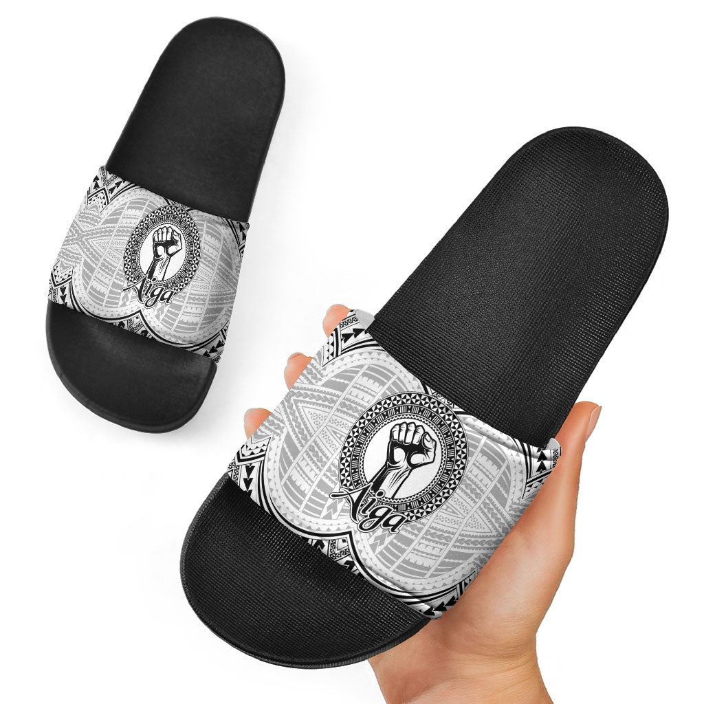 Aiga Samoa Raised Fist Slide Sandals Polynesian Tribal Tattoo Art Family Pride TS04 - Polynesian Pride