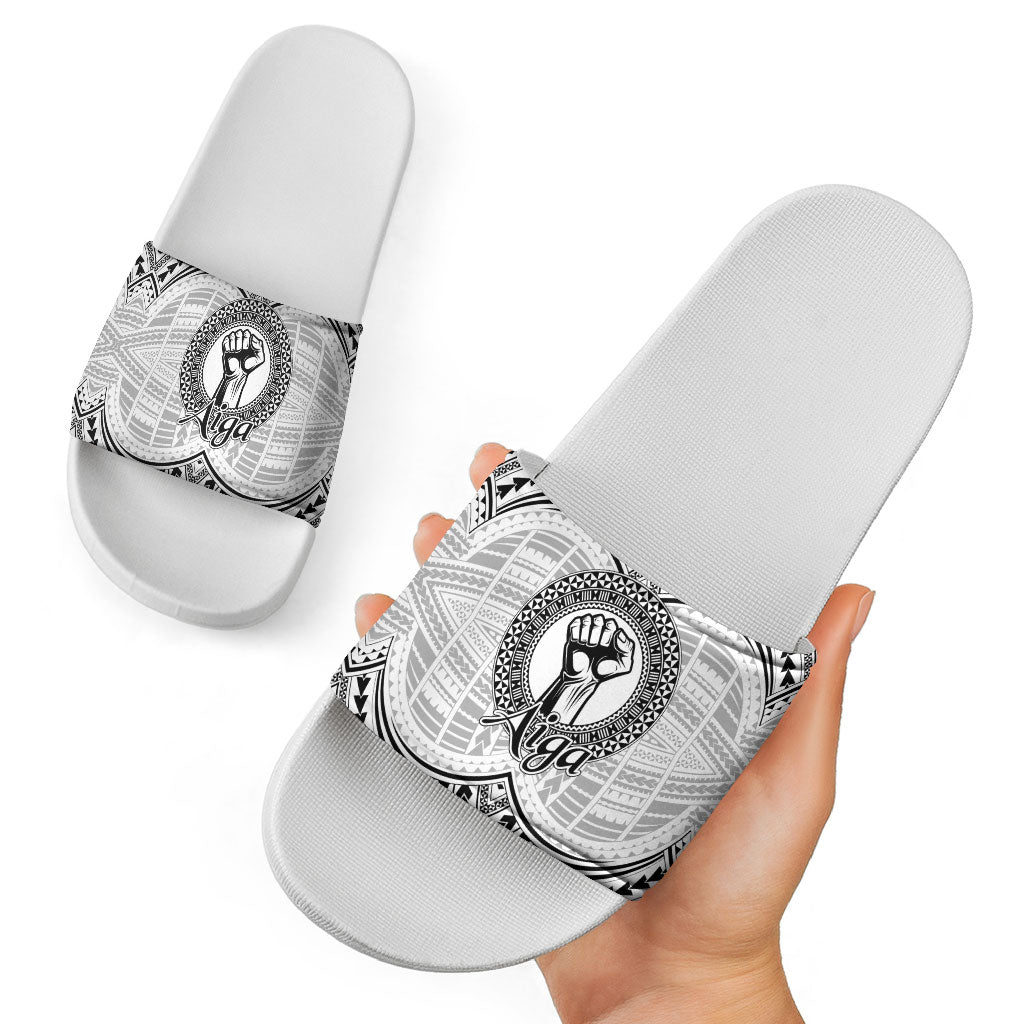 Aiga Samoa Raised Fist Slide Sandals Polynesian Tribal Tattoo Art Family Pride TS04 - Polynesian Pride