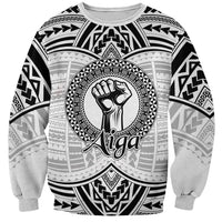 Aiga Samoa Raised Fist Sweatshirt Polynesian Tribal Tattoo Art Family Pride TS04 Unisex White Black - Polynesian Pride