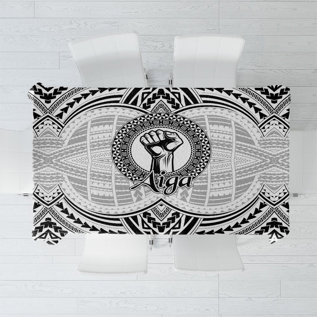 Aiga Samoa Raised Fist Tablecloth Polynesian Tribal Tattoo Art Family Pride TS04 White Black - Polynesian Pride