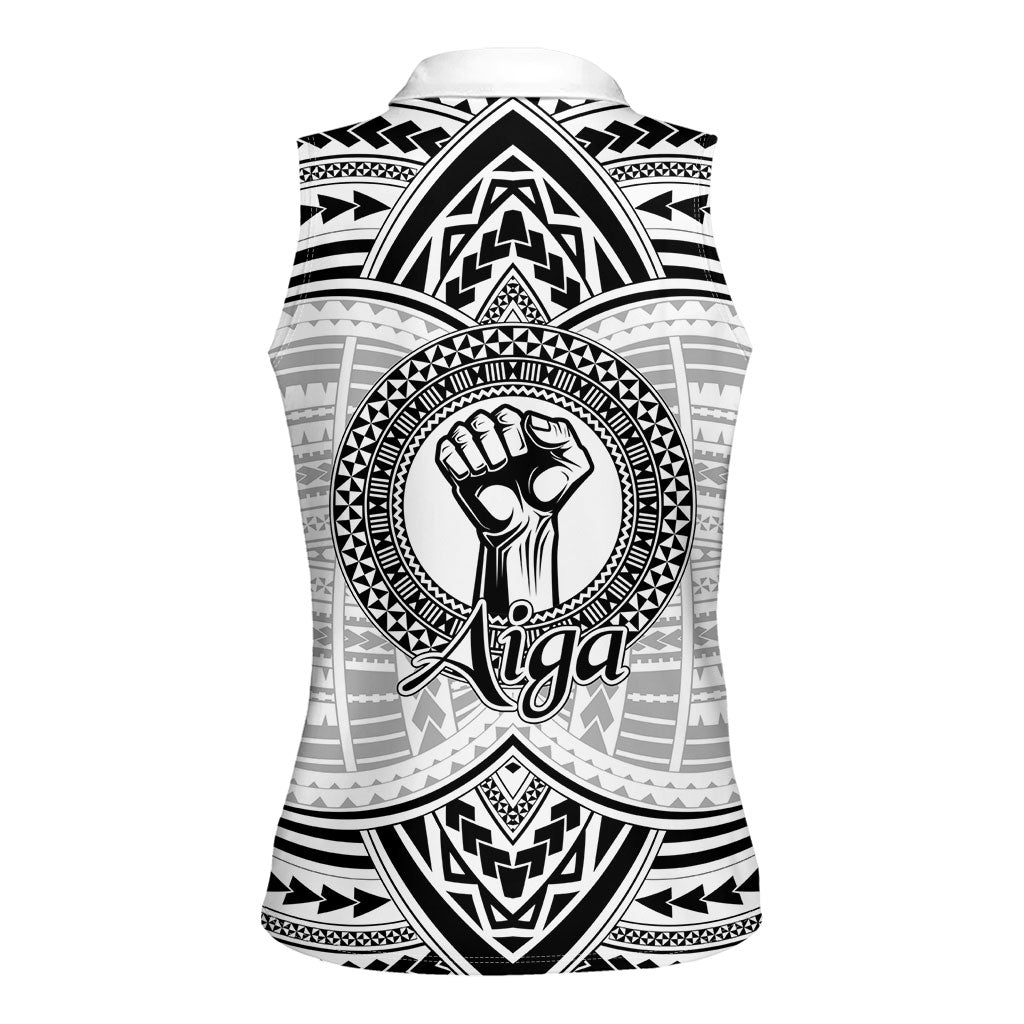 Aiga Samoa Raised Fist Women Sleeveless Polo Shirt Polynesian Tribal Tattoo Art Family Pride TS04 - Polynesian Pride