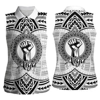 Aiga Samoa Raised Fist Women Sleeveless Polo Shirt Polynesian Tribal Tattoo Art Family Pride TS04 - Polynesian Pride