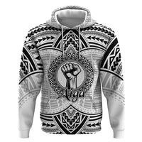 Aiga Samoa Raised Fist Zip Hoodie Polynesian Tribal Tattoo Art Family Pride TS04 Pullover Hoodie White Black - Polynesian Pride