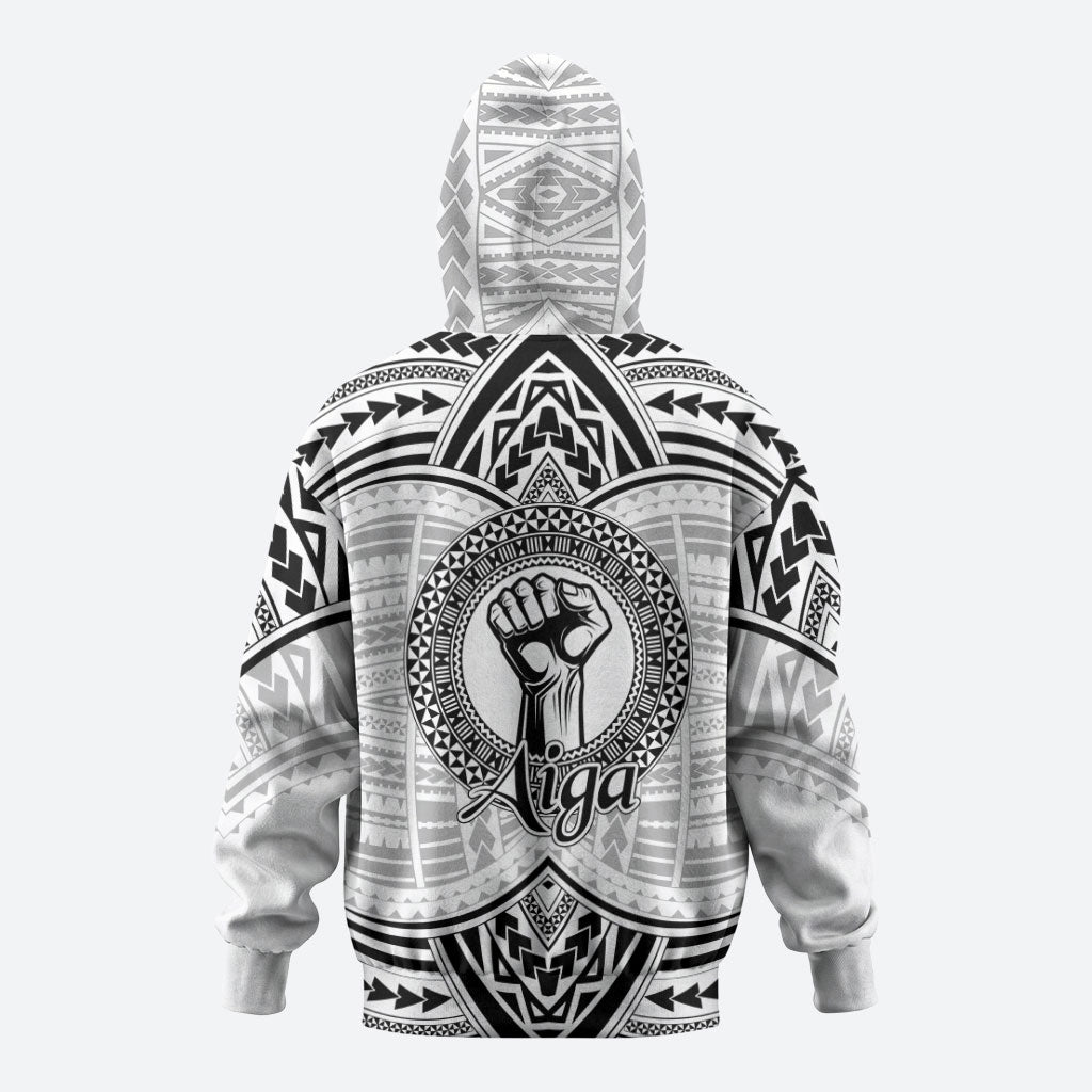 Aiga Samoa Raised Fist Zip Hoodie Polynesian Tribal Tattoo Art Family Pride TS04 - Polynesian Pride
