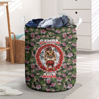 Samoa Aiga Polynesian Laundry Basket Tropical Floral Hibiscus Pattern Island Heritage TS04 Green Red - Polynesian Pride
