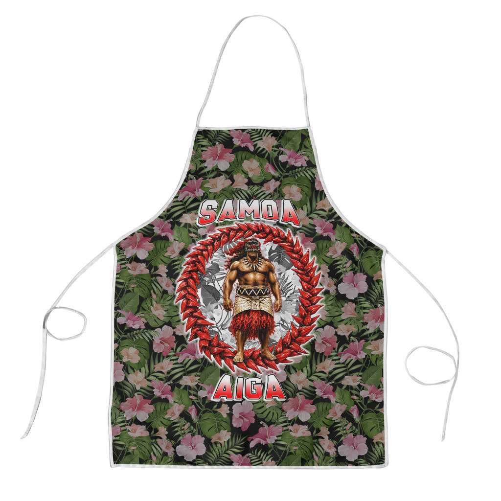 Samoa Aiga Polynesian Apron Tropical Floral Hibiscus Pattern Island Heritage TS04 Green Red - Polynesian Pride