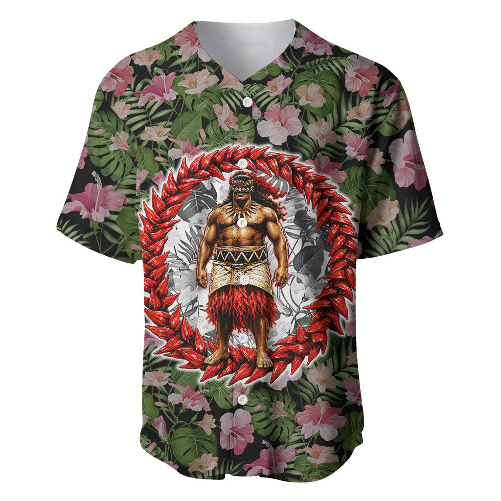 Samoa Aiga Polynesian Baseball Jersey Tropical Floral Hibiscus Pattern Island Heritage