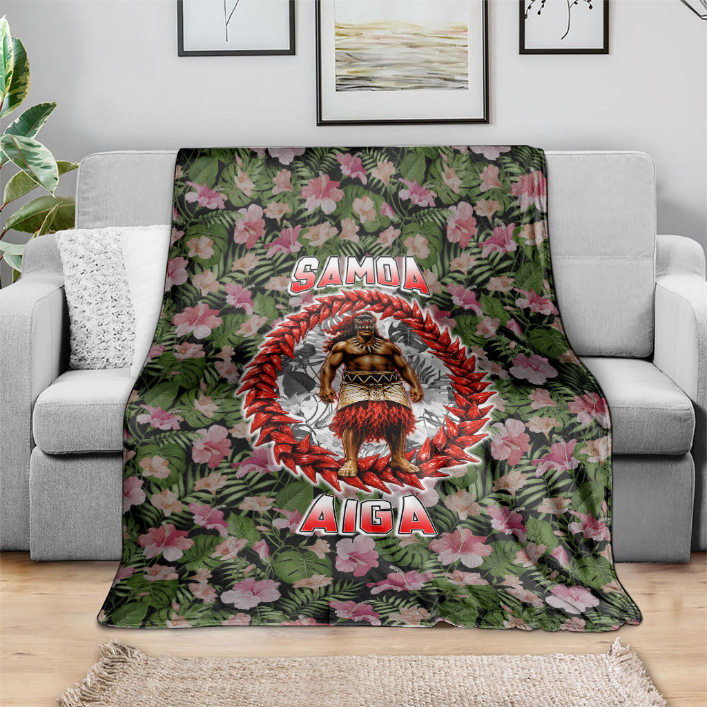 Samoa Aiga Polynesian Blanket Tropical Floral Hibiscus Pattern Island Heritage