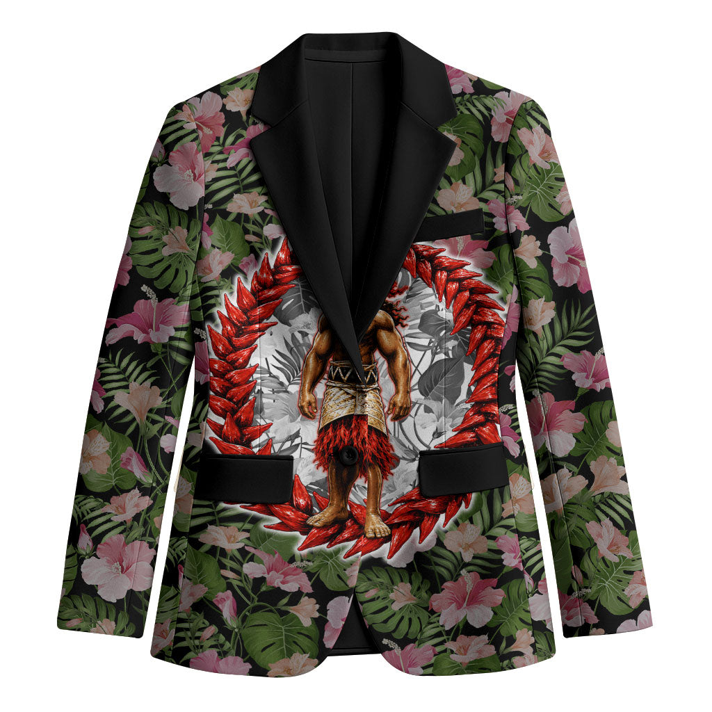 Samoa Aiga Polynesian Blazer Tropical Floral Hibiscus Pattern Island Heritage TS04 Unisex Green Red - Polynesian Pride