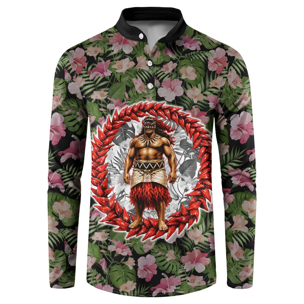Samoa Aiga Polynesian Button Sweatshirt Tropical Floral Hibiscus Pattern Island Heritage TS04 Green Red - Polynesian Pride