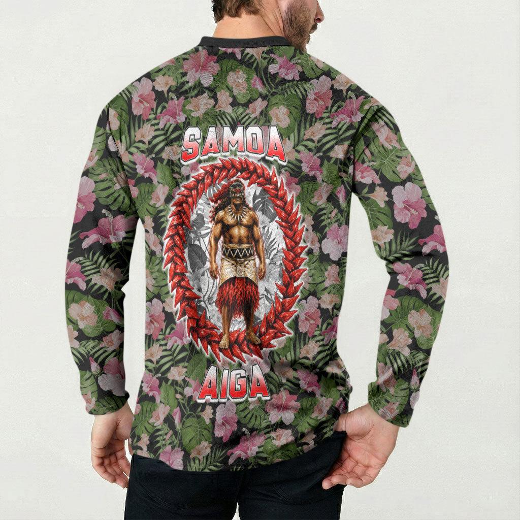Samoa Aiga Polynesian Button Sweatshirt Tropical Floral Hibiscus Pattern Island Heritage TS04 - Polynesian Pride