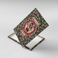 Samoa Aiga Polynesian Canvas Wall Art Tropical Floral Hibiscus Pattern Island Heritage TS04 With Frame Green Red - Polynesian Pride