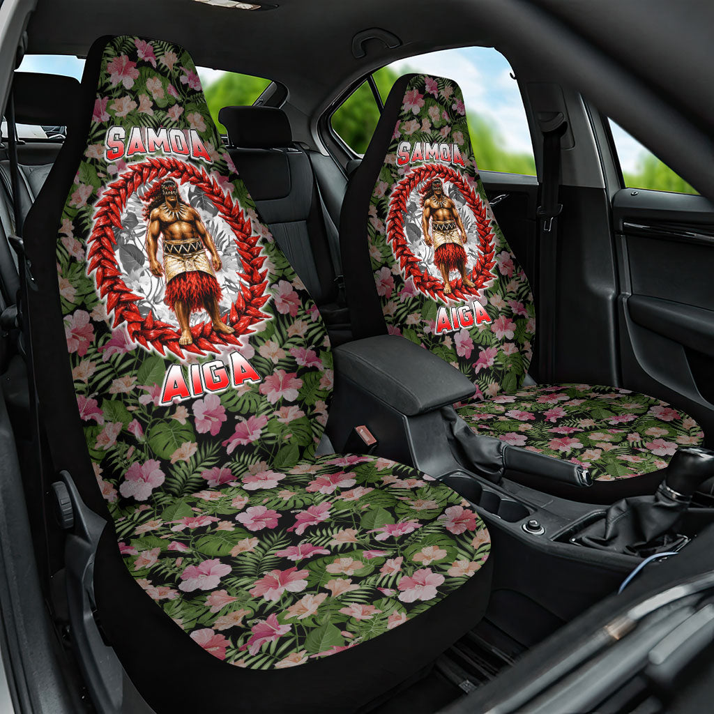 Samoa Aiga Polynesian Car Seat Cover Tropical Floral Hibiscus Pattern Island Heritage TS04 One Size Green Red - Polynesian Pride