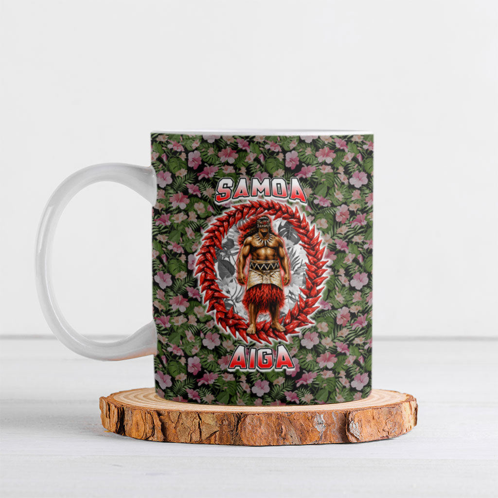 Samoa Aiga Polynesian Ceramic Mug Tropical Floral Hibiscus Pattern Island Heritage