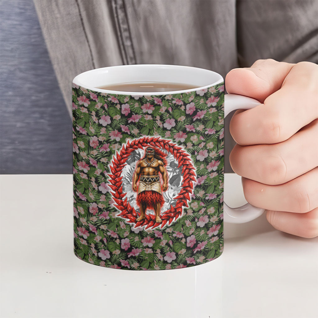 Samoa Aiga Polynesian Ceramic Mug Tropical Floral Hibiscus Pattern Island Heritage