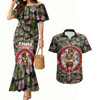Samoa Aiga Polynesian Couples Matching Mermaid Dress and Hawaiian Shirt Tropical Floral Hibiscus Pattern Island Heritage TS04 Green Red - Polynesian Pride