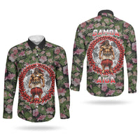 Samoa Aiga Polynesian Couples Matching Off Shoulder Maxi Dress and Long Sleeve Button Shirt Tropical Floral Hibiscus Pattern Island Heritage TS04 - Polynesian Pride