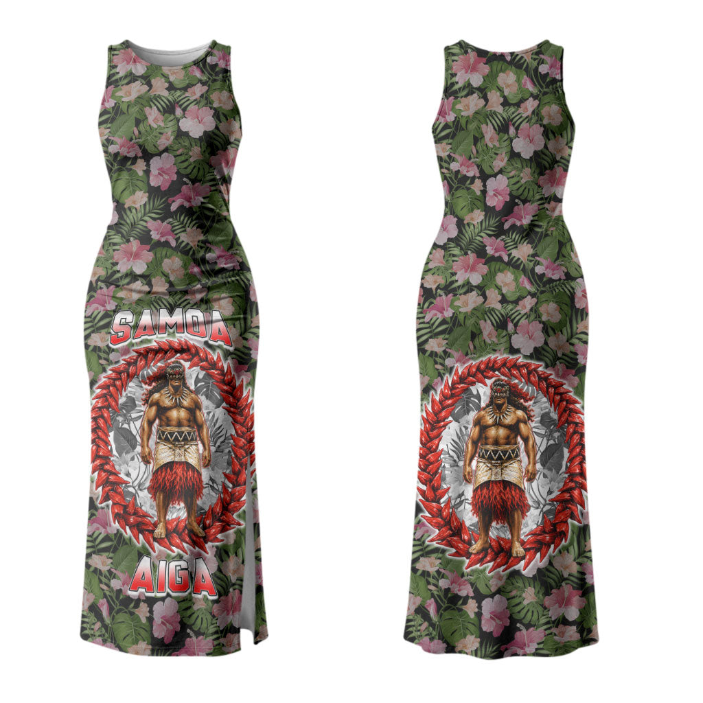 Samoa Aiga Polynesian Couples Matching Tank Maxi Dress and Long Sleeve Button Shirt Tropical Floral Hibiscus Pattern Island Heritage TS04 - Polynesian Pride