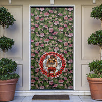 Samoa Aiga Polynesian Door Cover Tropical Floral Hibiscus Pattern Island Heritage TS04 Green Red - Polynesian Pride