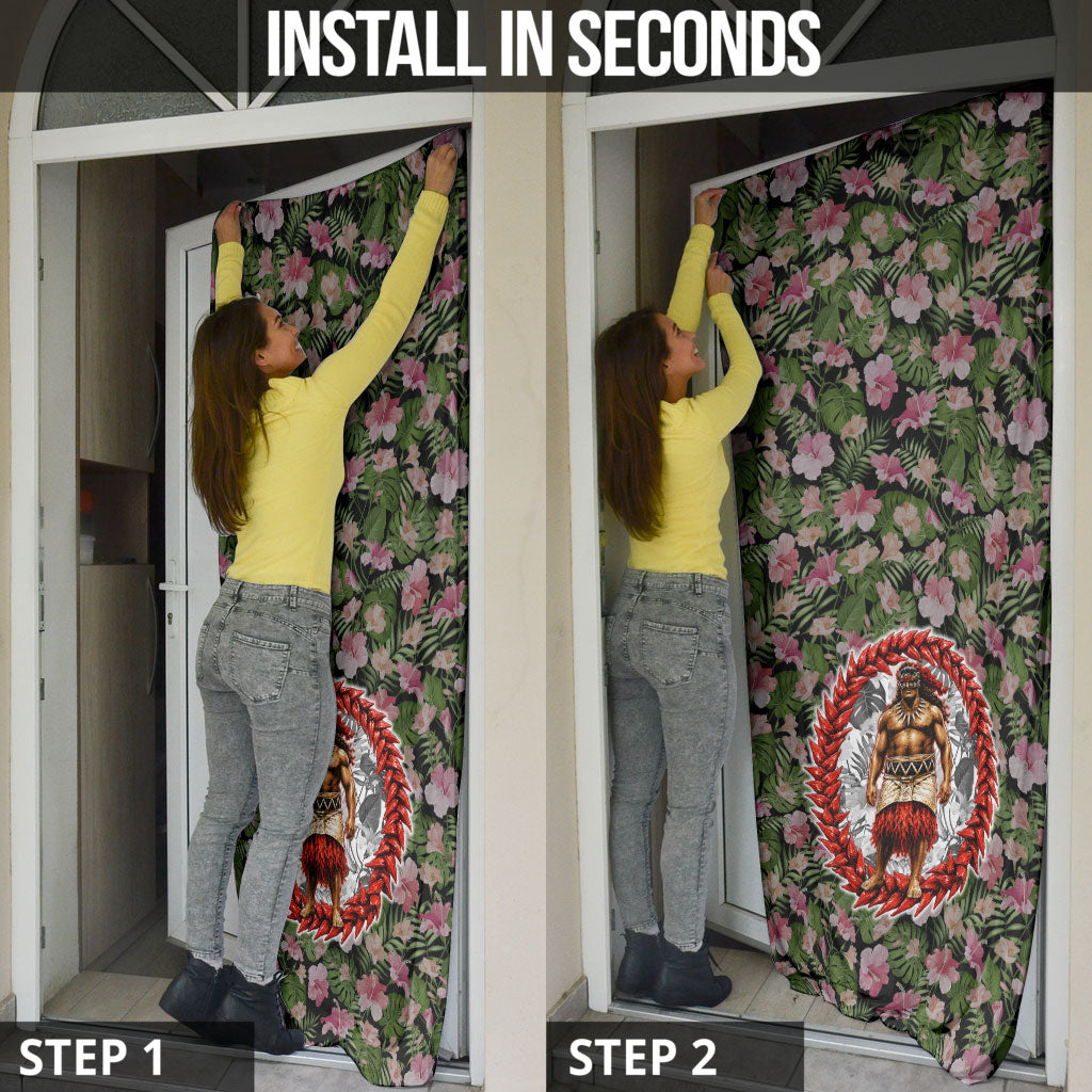 Samoa Aiga Polynesian Door Cover Tropical Floral Hibiscus Pattern Island Heritage TS04 - Polynesian Pride