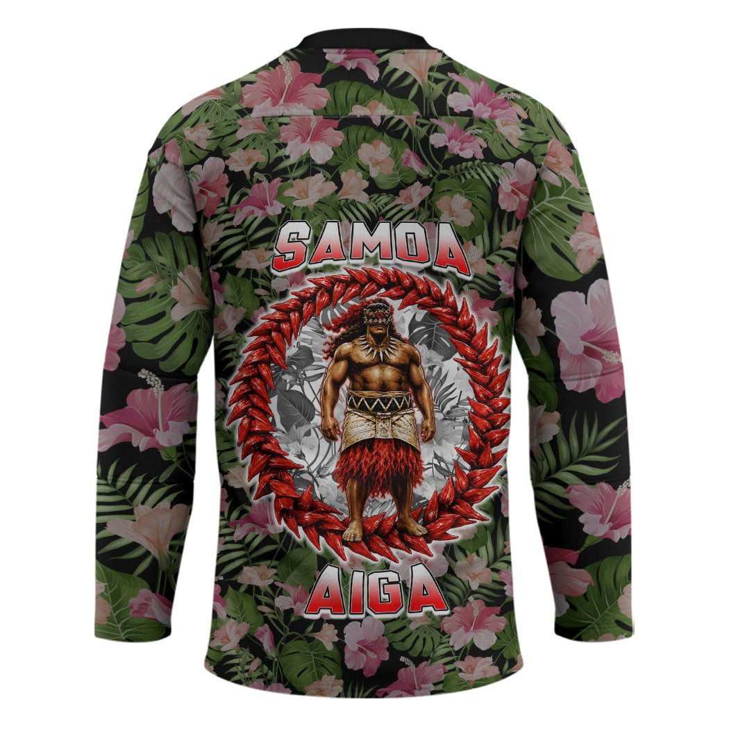 Samoa Aiga Polynesian Hockey Jersey Tropical Floral Hibiscus Pattern Island Heritage TS04 - Polynesian Pride