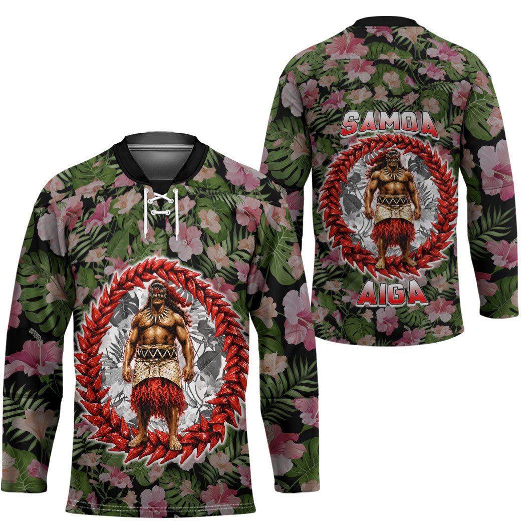 Samoa Aiga Polynesian Hockey Jersey Tropical Floral Hibiscus Pattern Island Heritage TS04 - Polynesian Pride
