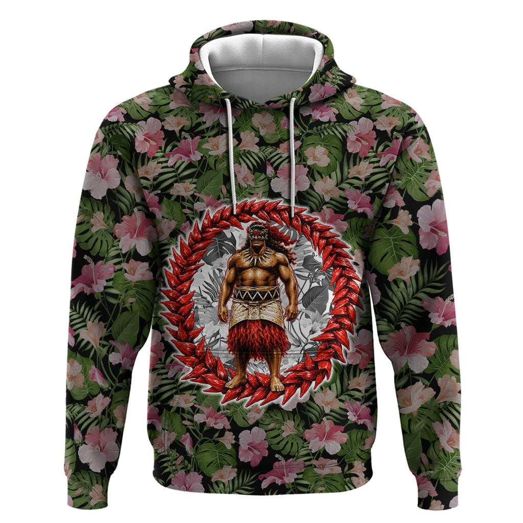 Samoa Aiga Polynesian Hoodie Tropical Floral Hibiscus Pattern Island Heritage TS04 Pullover Hoodie Green Red - Polynesian Pride