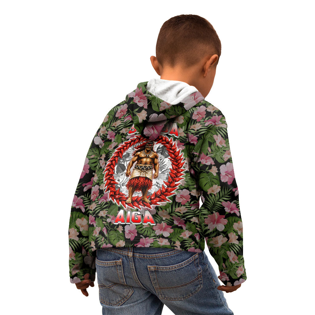 Samoa Aiga Polynesian Kid Hoodie Tropical Floral Hibiscus Pattern Island Heritage TS04 - Polynesian Pride