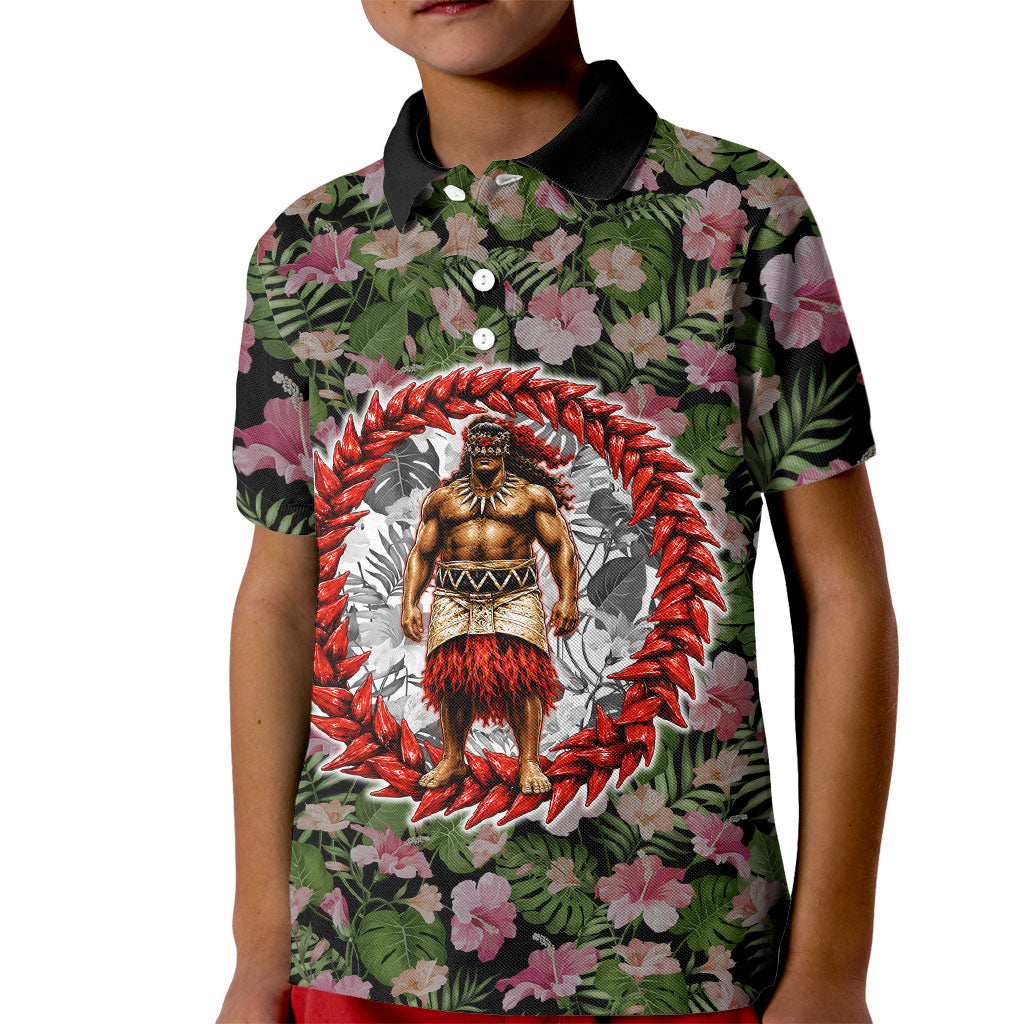 Samoa Aiga Polynesian Kid Polo Shirt Tropical Floral Hibiscus Pattern Island Heritage TS04 Kid Green Red - Polynesian Pride