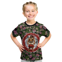 Samoa Aiga Polynesian Kid T Shirt Tropical Floral Hibiscus Pattern Island Heritage TS04 Green Red - Polynesian Pride