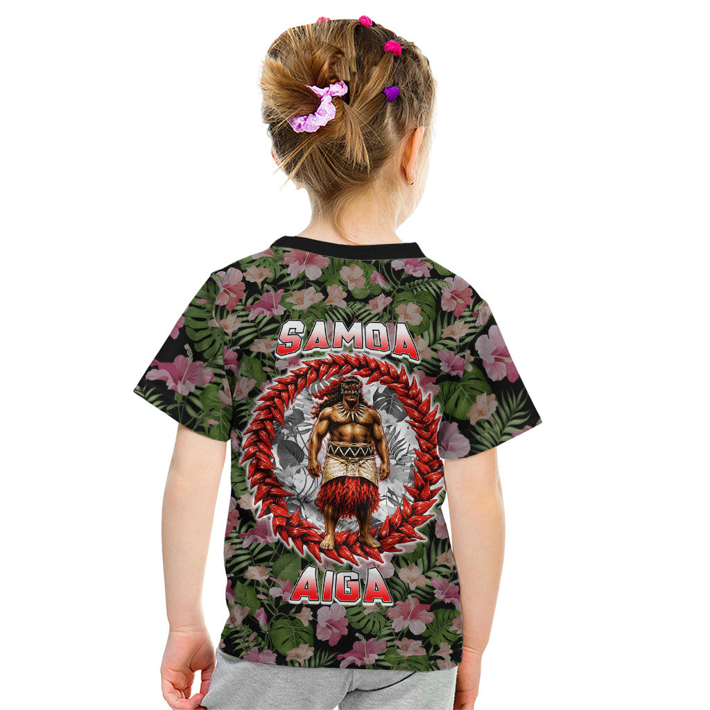 Samoa Aiga Polynesian Kid T Shirt Tropical Floral Hibiscus Pattern Island Heritage TS04 - Polynesian Pride