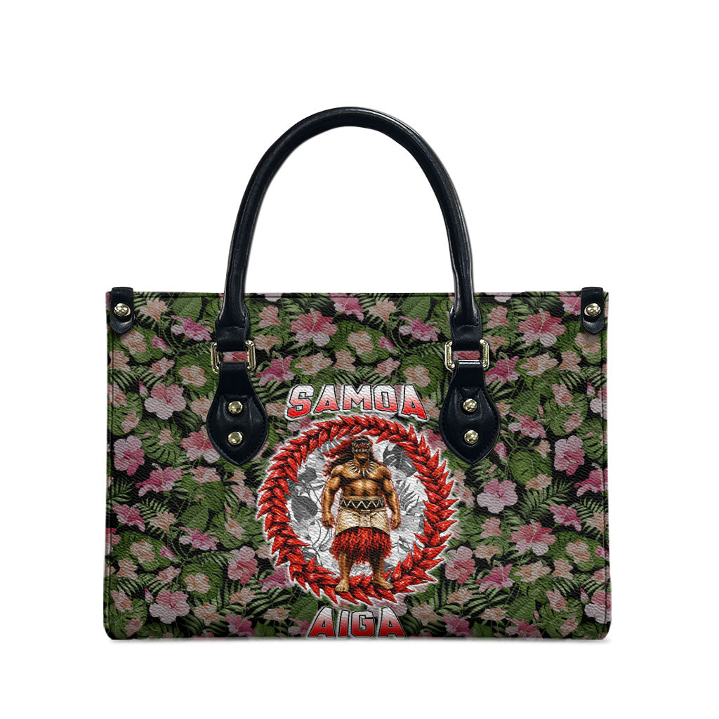 Samoa Aiga Polynesian Leather Bag Tropical Floral Hibiscus Pattern Island Heritage TS04 - Polynesian Pride