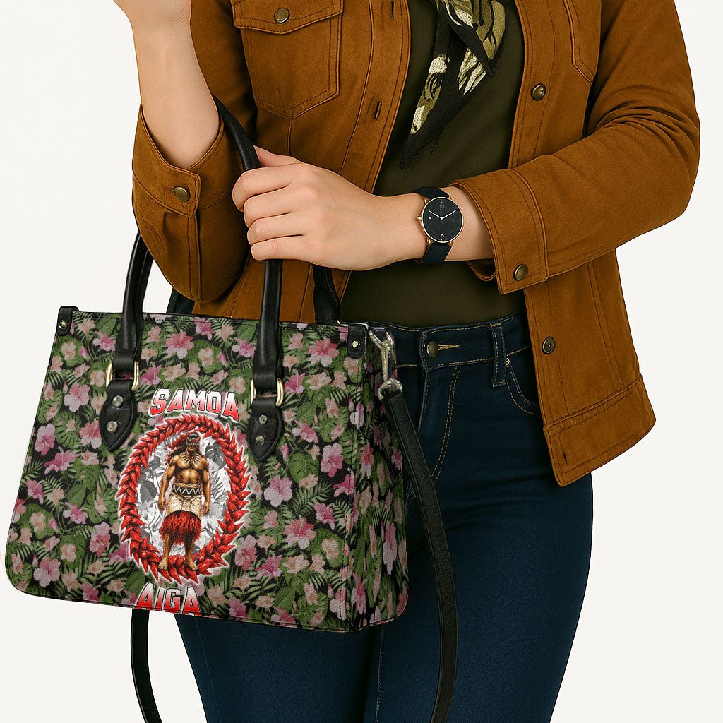 Samoa Aiga Polynesian Leather Bag Tropical Floral Hibiscus Pattern Island Heritage TS04 - Polynesian Pride