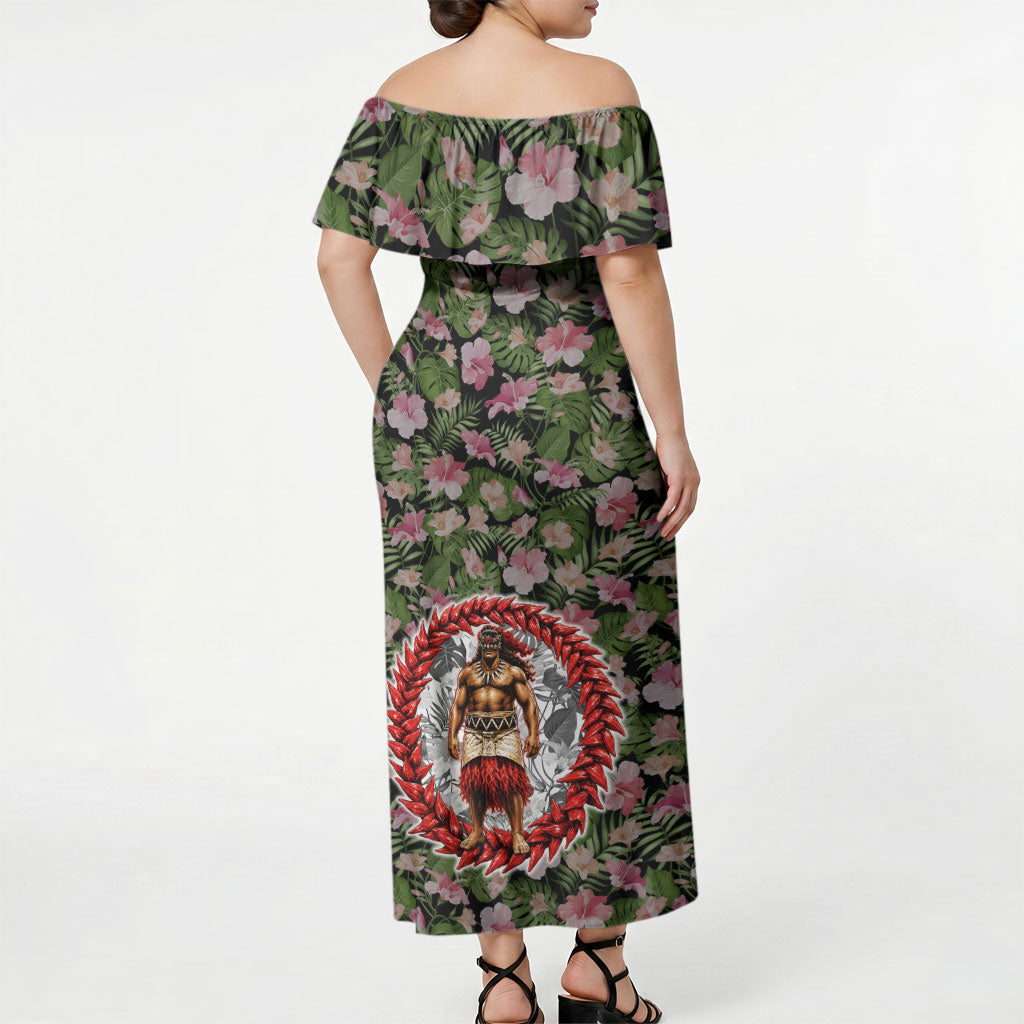 Samoa Aiga Polynesian Off Shoulder Maxi Dress Tropical Floral Hibiscus Pattern Island Heritage TS04 - Polynesian Pride
