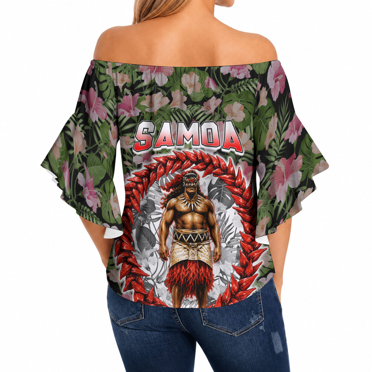 Samoa Aiga Polynesian Off Shoulder Wrap Waist Top Tropical Floral Hibiscus Pattern Island Heritage TS04 - Polynesian Pride