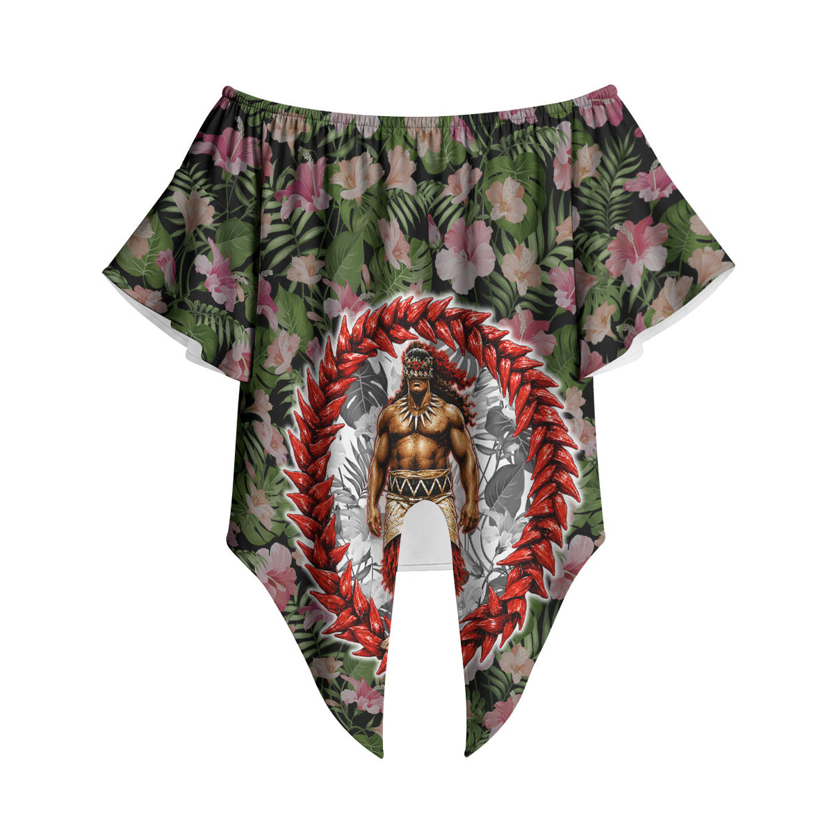 Samoa Aiga Polynesian Off Shoulder Wrap Waist Top Tropical Floral Hibiscus Pattern Island Heritage TS04 - Polynesian Pride