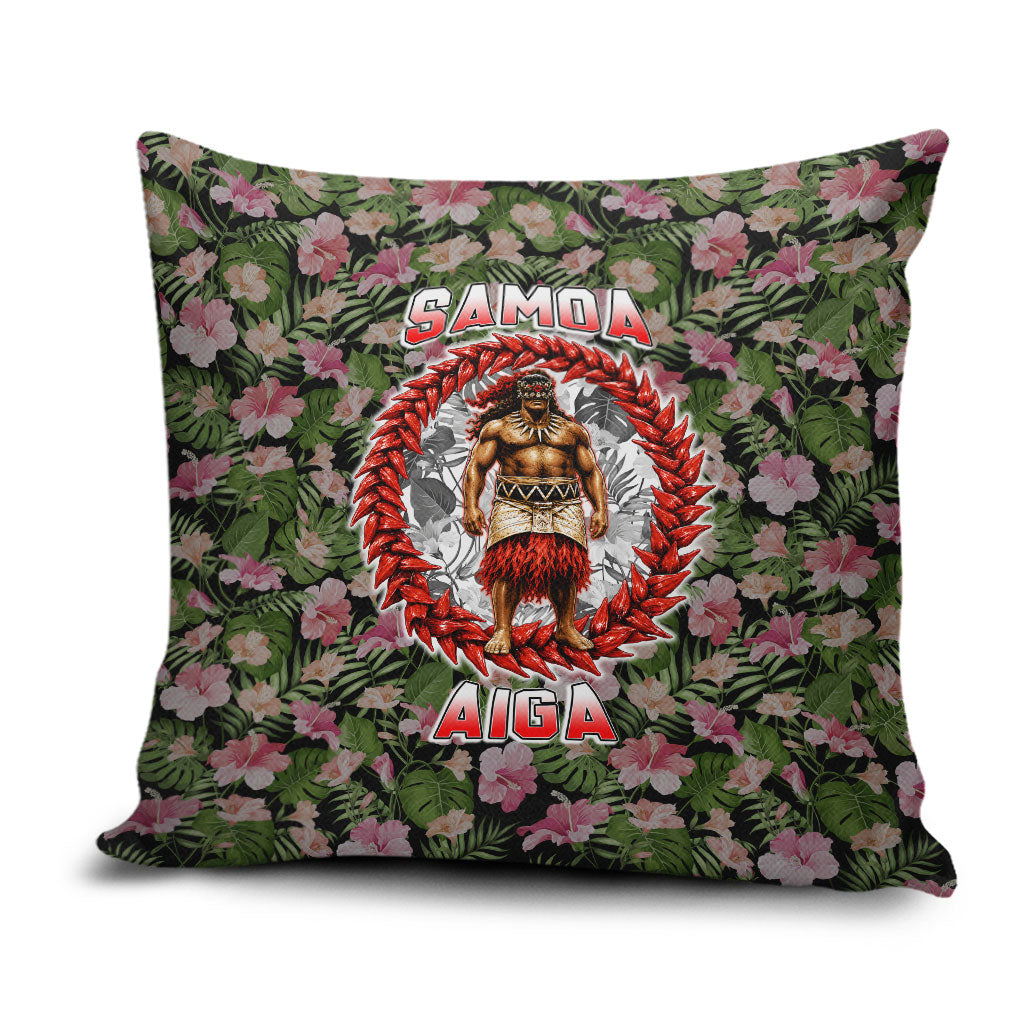 Samoa Aiga Polynesian Pillow Cover Tropical Floral Hibiscus Pattern Island Heritage TS04 Green Red - Polynesian Pride